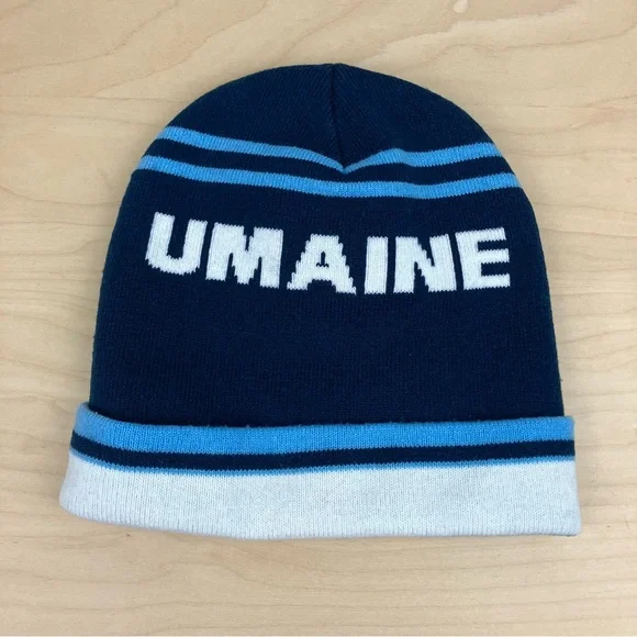 University Of Maine Black Bears UMaine Winter Beanie Hat Blue & White Logo - Picture 2 of 5